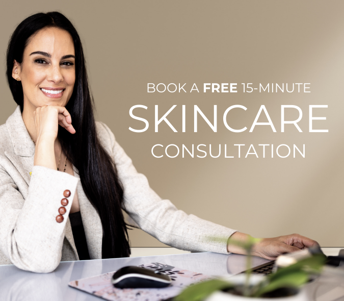 Woman promoting skincare consultation service