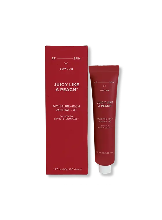 JUICY LIKE A PEACH vaginal moisturizing gel packaging box, 1.22 oz, 30 applications