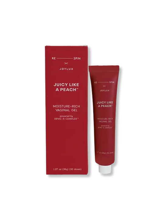 JUICY LIKE A PEACH vaginal moisturizing gel packaging box, 1.22 oz, 30 applications