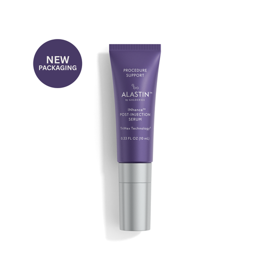 Purple Alastin skincare tube on a white background with 'NEW PACKAGING' label.