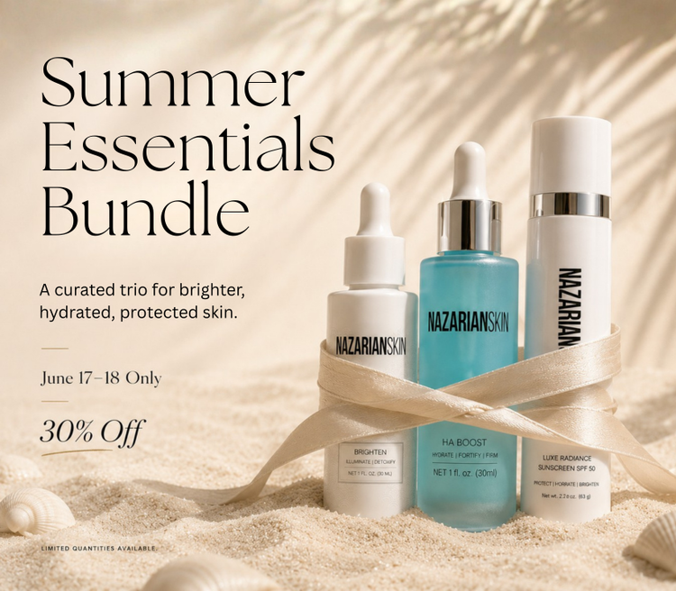 NazarianSkin Summer Essentials Bundle (Brighten Vitamin C Serum, HA Boost, Luxe Radiance Sunscreen)