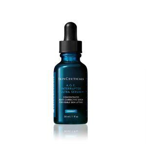 SkinCeuticals A.G.E. Interrupter Ultra Serum 30ml anti-glycation formula with Proxylane and peptides for firmness.