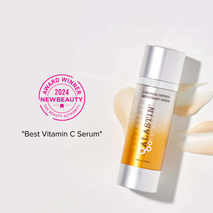 alastin c-radical defense antioxidant serum award winning product with packaging and texture display