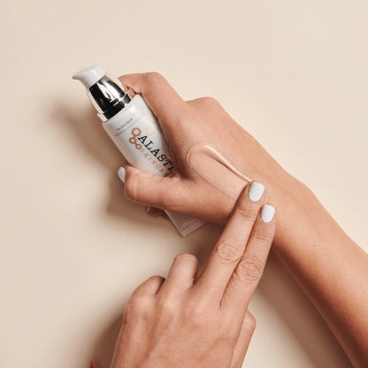 alastin tinted sunscreen SPF 36 texture applied on skin showing smooth blend natural tint and hydrated glowing finish