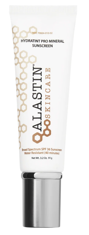 alastin tinted sunscreen SPF 36 mineral sunscreen front view with hydrating tinted formula for smooth even skin tone