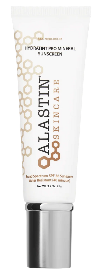alastin tinted sunscreen SPF 36 mineral sunscreen front view with hydrating tinted formula for smooth even skin tone