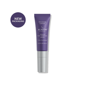 ALASTIN INhance Post-Injection Serum purple packaging with TriHex Technology and cooling applicator tip for facial skin care