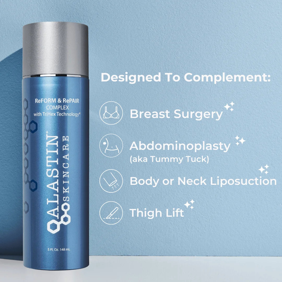 Alastin ReFORM & RePAIR Complex for post surgery recovery including breast surgery liposuction and tummy tuck support