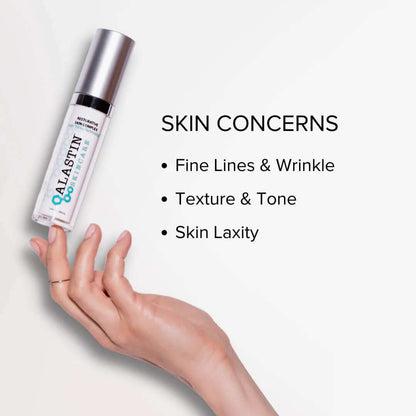 Alastin Restorative Skin Complex by Alastin Skincare shown with skin concerns including fine lines wrinkles texture tone