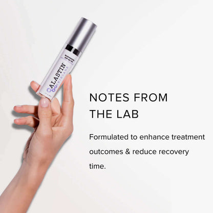 Alastin Skin Nectar serum held in hand for post procedure skin recovery enhancing treatment results and reducing downtime