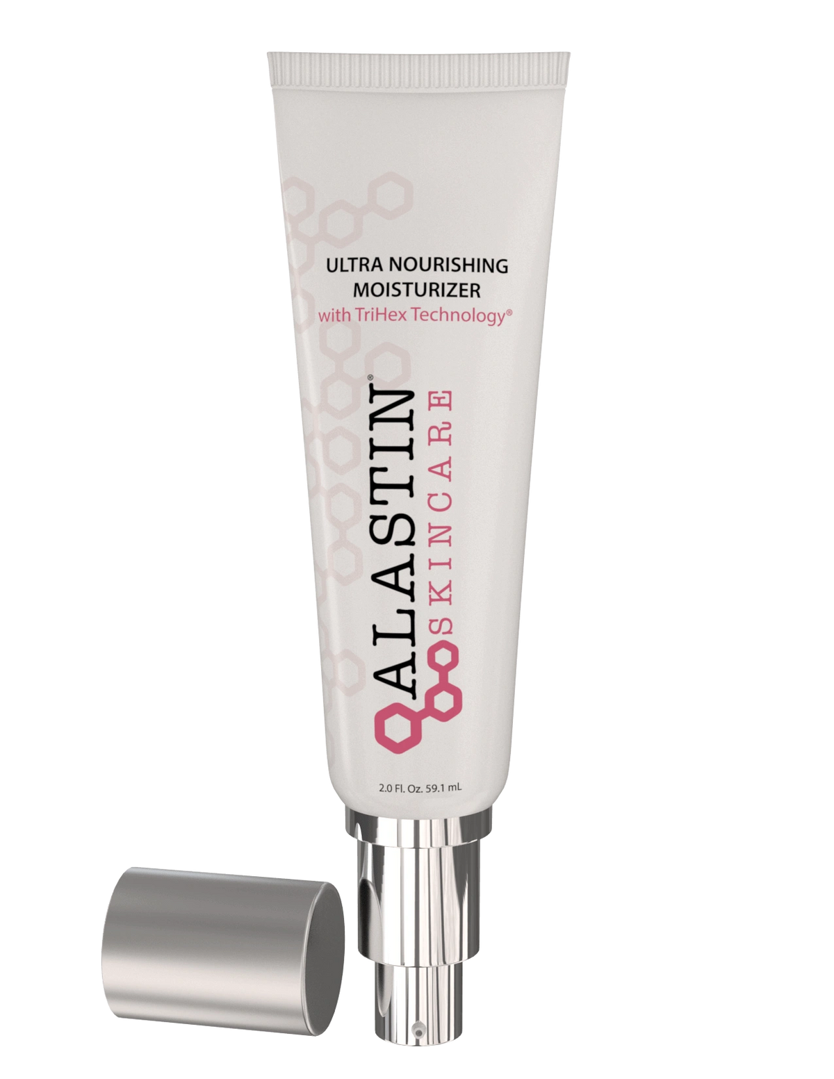Alastin Skincare Ultra Nourishing Moisturizer with cap removed showing packaging detail and TriHex Technology cream for skin