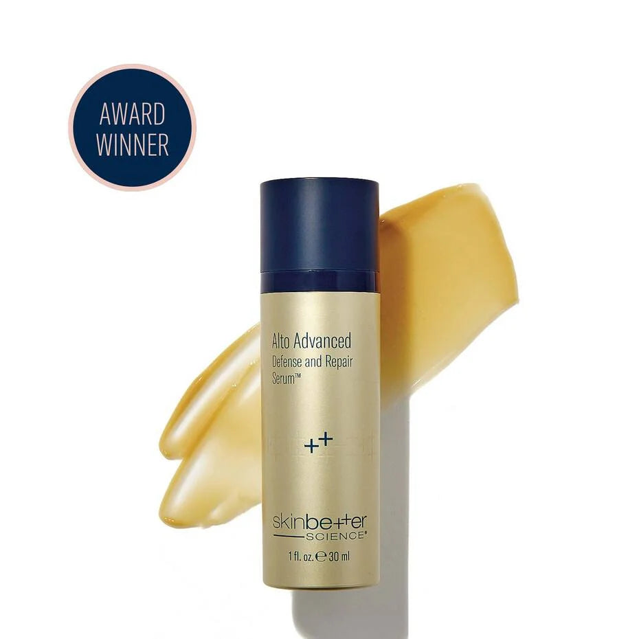Alto Advanced Defense and Repair Serum with texture smear award winning skincare product for smoother radiant skin