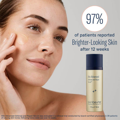 Alto Advanced Defense and Repair Serum improves brighter looking skin and radiance after 12 weeks clinical use