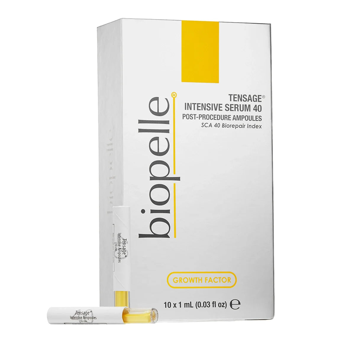 Biopelle Tensage Intensive Serum 40 — 10 ampoules with SCA BioRepair growth factor technology for post-procedure recovery