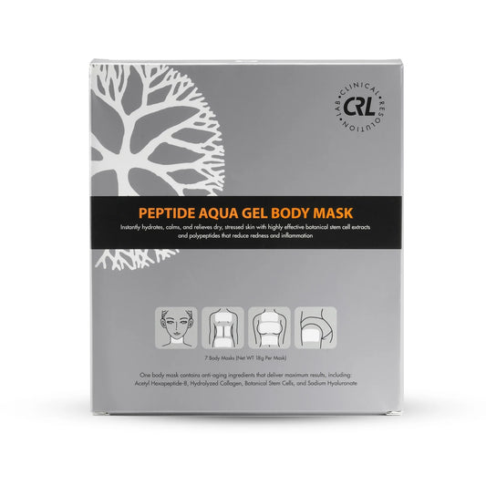 Clinical Resolution Peptide Aqua Gel Body Mask — 7-sheet box with collagen, peptides, and botanical stem cells