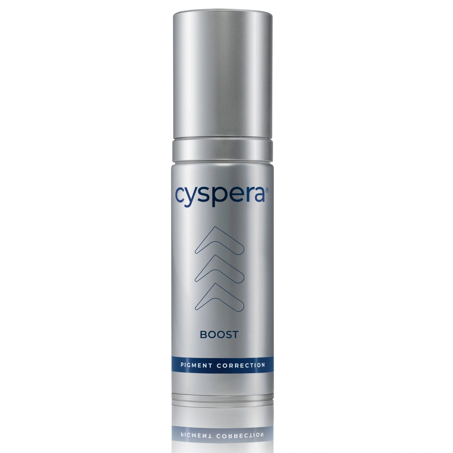 Cyspera Boost bottle photo for pigment correction with Isobionic-Amide, retinol and vitamin C for uneven tone skin care use.