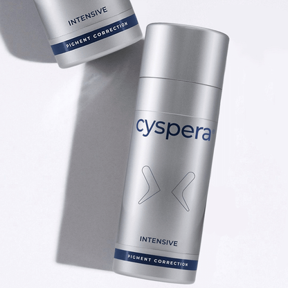 Cyspera Intensive 7 bottle and cap for pigment correction with 7% cysteamine for dark spots and uneven skin tone care daily.