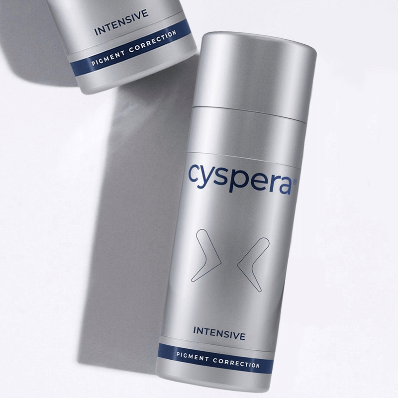 Cyspera Intensive 7 bottle and cap for pigment correction with 7% cysteamine for dark spots and uneven skin tone care daily.