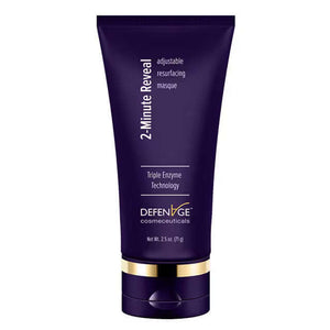 DefenAge 2 Minute Reveal Masque purple tube with Triple Enzyme Technology for exfoliating, resurfacing and bright skin care.