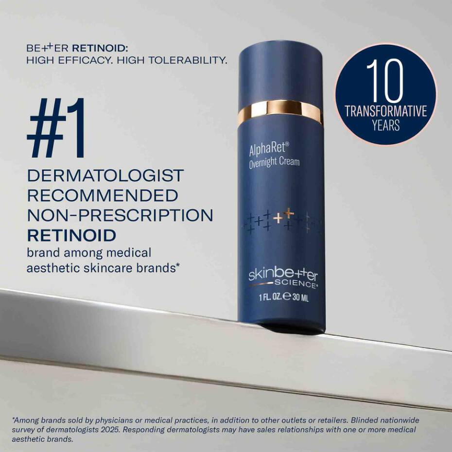 Dermatologist recommended AlphaRet Overnight Cream for anti aging smoother skin and fine lines