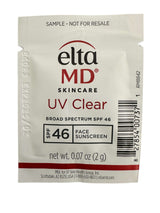 EltaMD UV Clear SPF 46 sample packet with zinc oxide and niacinamide for lightweight face sunscreen and daily protection use