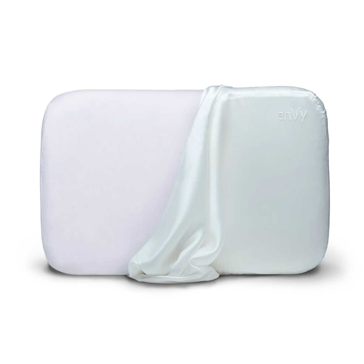 enVy copper and hyaluronic acid anti-wrinkle neck support pillow with white mulberry silk pillowcase for side and back sleepers