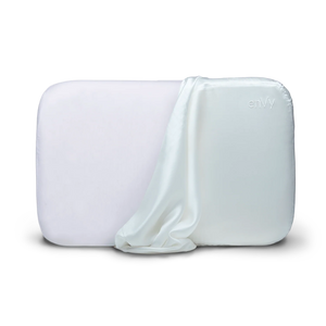 enVy copper and hyaluronic acid anti-wrinkle neck support pillow with white mulberry silk pillowcase for side and back sleepers