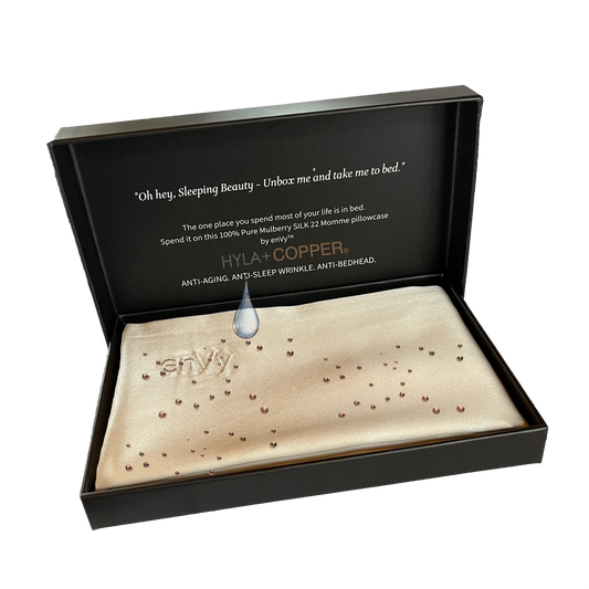 enVy copper pillowcase mulberry silk queen size in luxury box with smooth fabric for skin hydration and wrinkle reduction