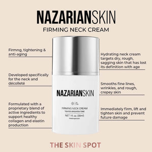 NazarianSkin firming neck cream helps tighten sagging skin, smooth fine lines and improve neck and décolleté firmness