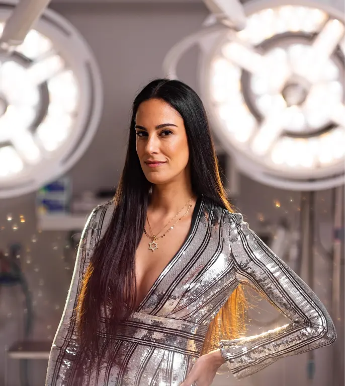 Woman in silver dress