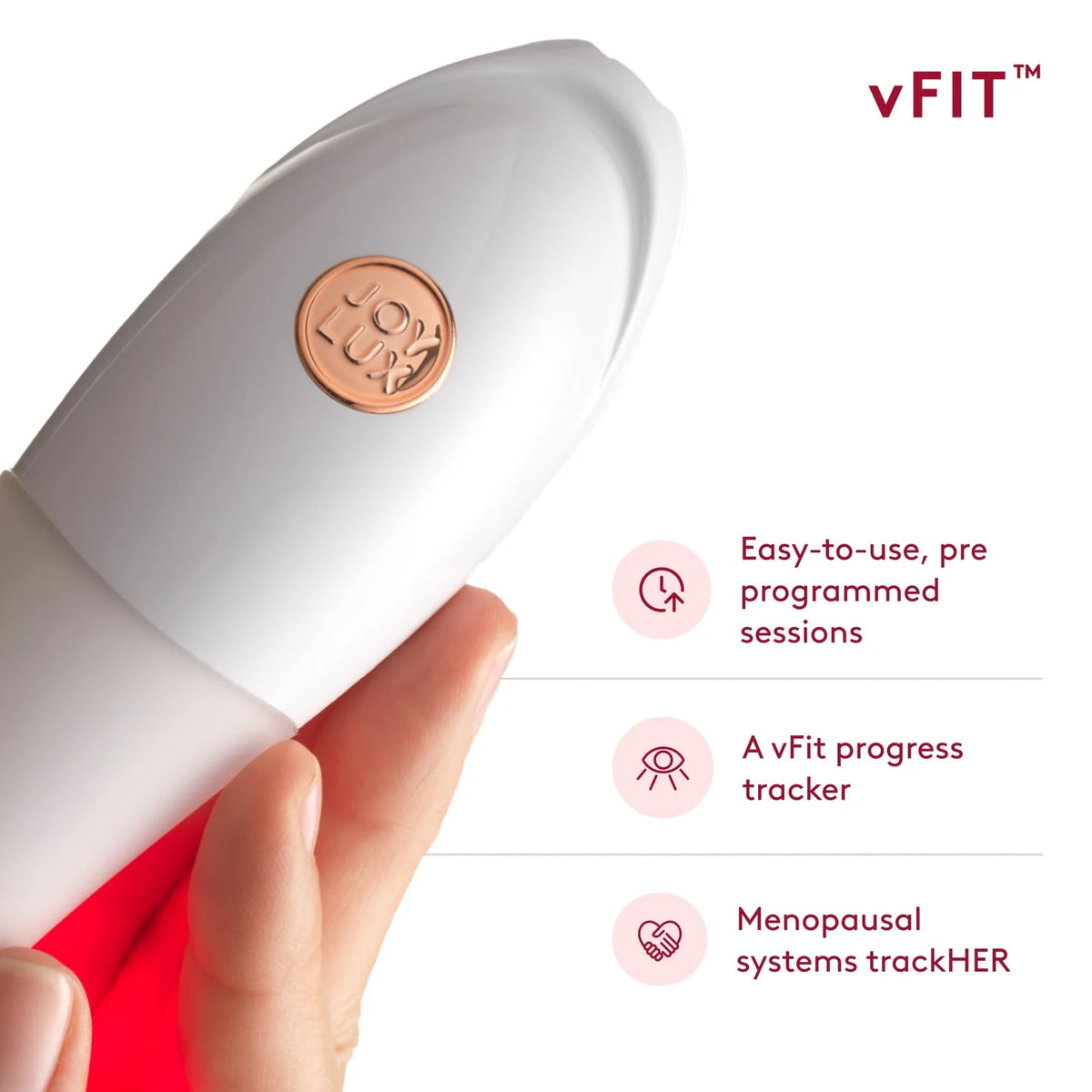 Joylux vFit Gold PLUS doctor-exclusive device — non-hormonal feminine rejuvenation with red light, heat, and sonic technology