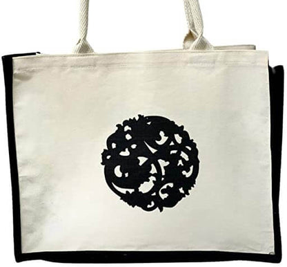 Nazarian Swag cream lined tote bag with black logo detail and structured black trim for daily use.