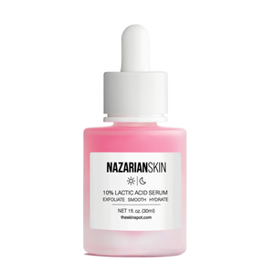 NazarianSkin 10 lactic acid exfoliating AHA serum that smooths texture brightens tone and hydrates skin