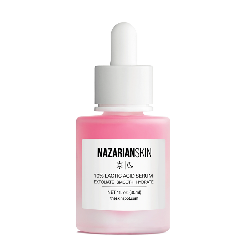 NazarianSkin 10 lactic acid exfoliating AHA serum that smooths texture brightens tone and hydrates skin