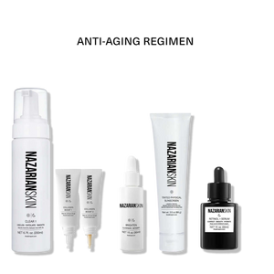 NazarianSkin Anti-Aging Regimen with retinol, collagen boosters, brightening serum, cleanser, and sunscreen