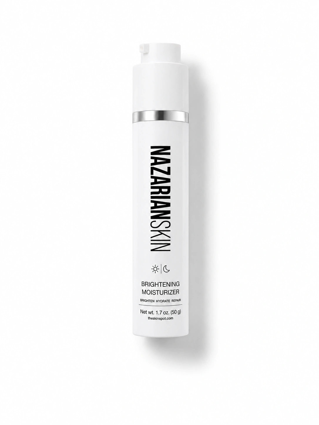 NazarianSkin Brightening Moisturizer bottle for dry skin hydration, repair, and brighter looking daily moisture support use.