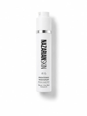 NazarianSkin Brightening Moisturizer bottle for dry skin hydration, repair, and brighter looking daily moisture support use.