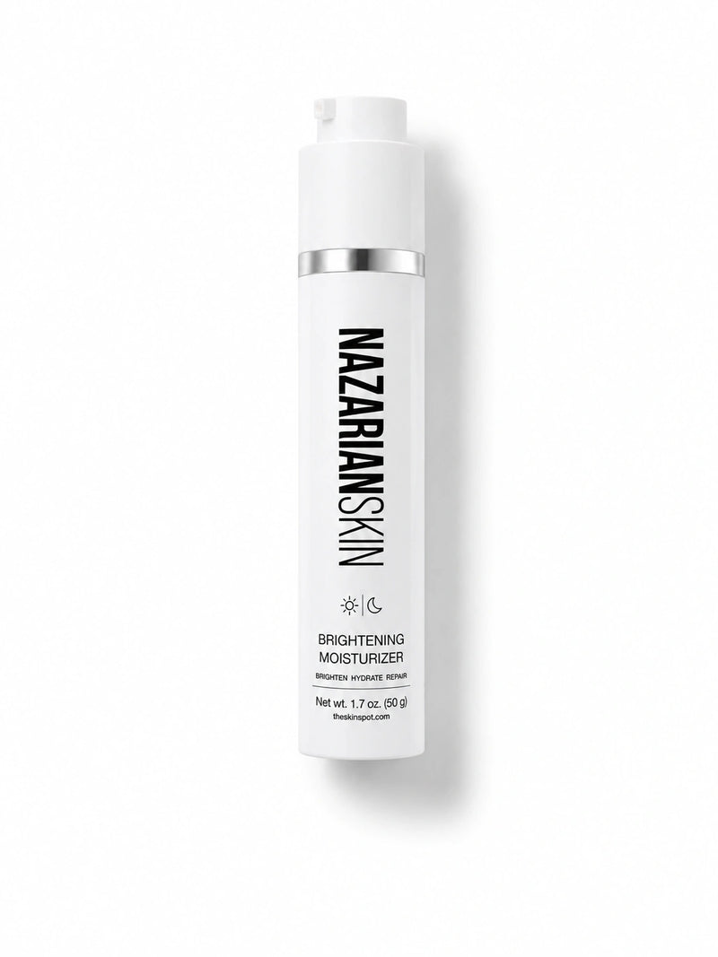 NazarianSkin Brightening Moisturizer bottle for dry skin hydration, repair, and brighter looking daily moisture support use.