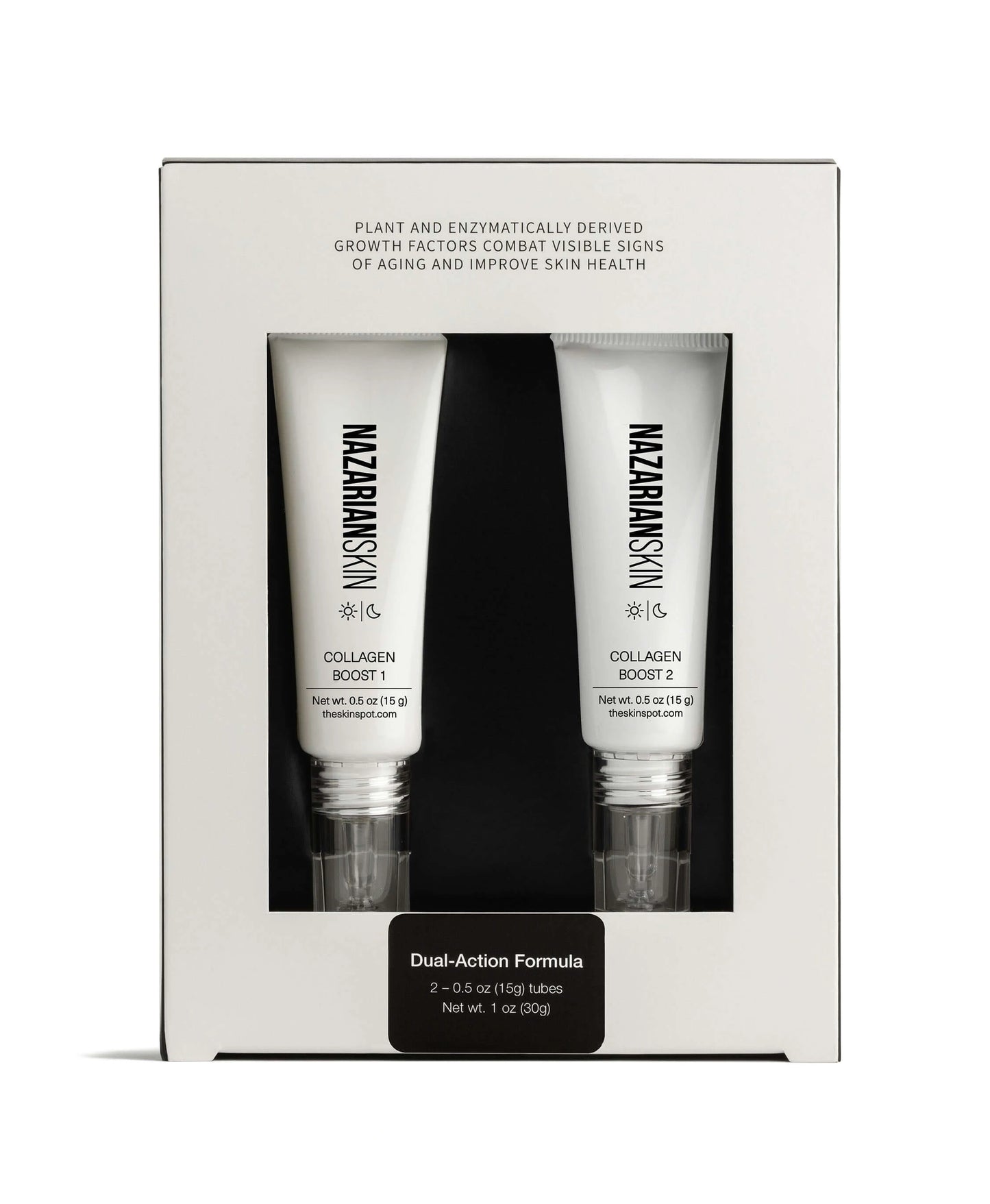 NazarianSkin collagen boost anti aging system with peptides and growth factors that improve skin firmness and reduce lines.