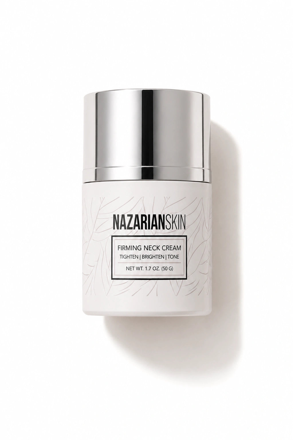 NazarianSkin Firming Neck Cream jar for neck care, hydration, brightening, and firmer looking skin after weight loss