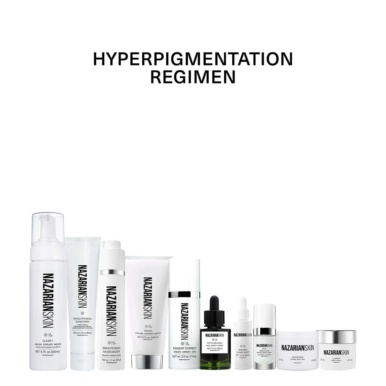 Hyperpigmentation regimen skincare kit with vitamin C niacinamide and tranexamic acid to reduce dark spots and brighten