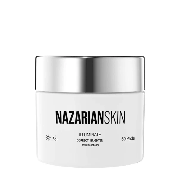 NazarianSkin Illuminate Brightening Pads with Kojic Acid, Green Tea and Vitamin C for even skin tone and discoloration