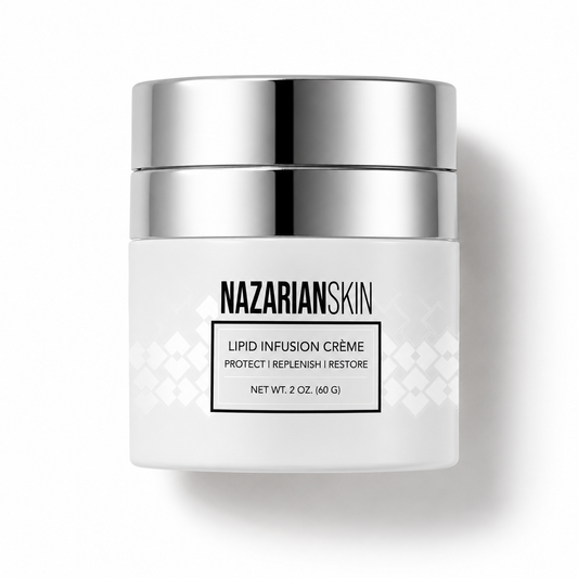 NazarianSkin lipid infusion creme ceramide barrier cream that restores skin lipids improves hydration and protects skin.