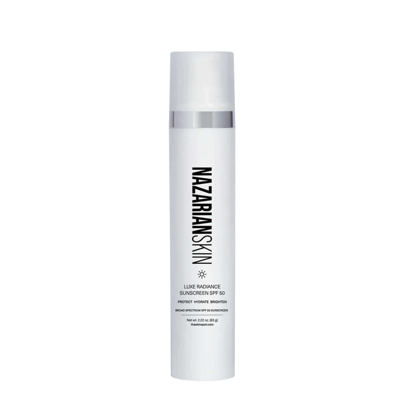 NazarianSkin Luxe Radiance Sunscreen SPF 50 2.2 oz broad spectrum face sunscreen protecting skin hydrating and boosting glow