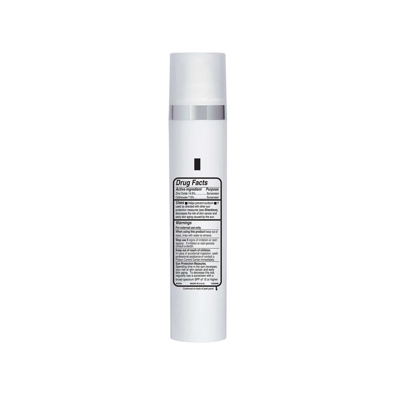 NazarianSkin Luxe Radiance Sunscreen SPF 50 drug facts label showing zinc oxide broad spectrum UV protection ingredients.