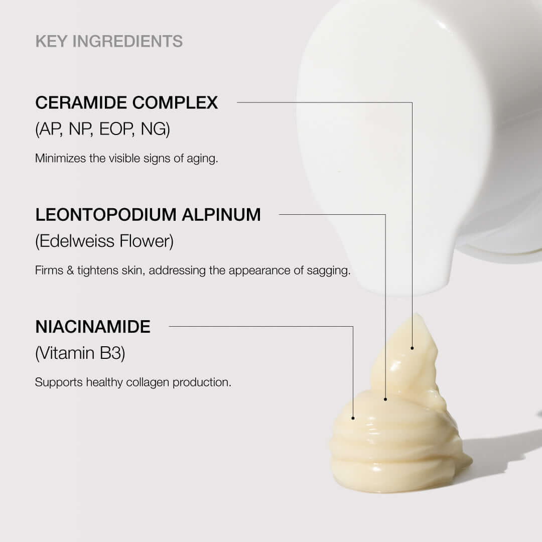NazarianSkin firming neck cream with ceramides, niacinamide and edelweiss helps tighten skin and support collagen