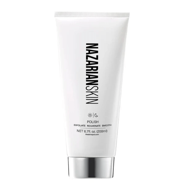 NazarianSkin Polish Exfoliating Gly Sal Antiox Scrub helps remove dead skin cells unclog pores and smooth texture.