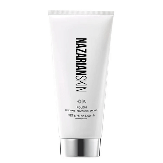 NazarianSkin Polish Exfoliating Gly Sal Antiox Scrub helps remove dead skin cells unclog pores and smooth texture.