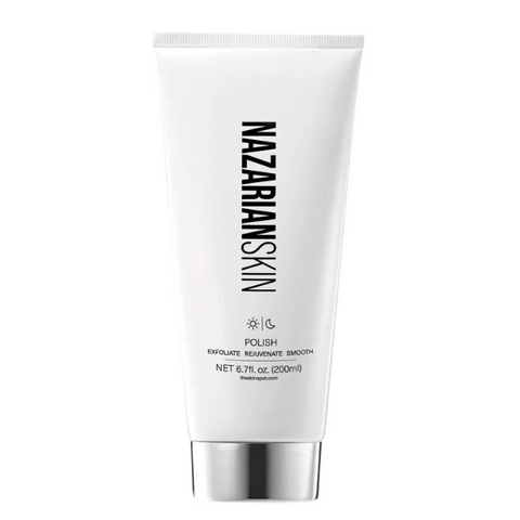 NazarianSkin Polish Exfoliating Gly Sal Antiox Scrub helps remove dead skin cells unclog pores and smooth texture.
