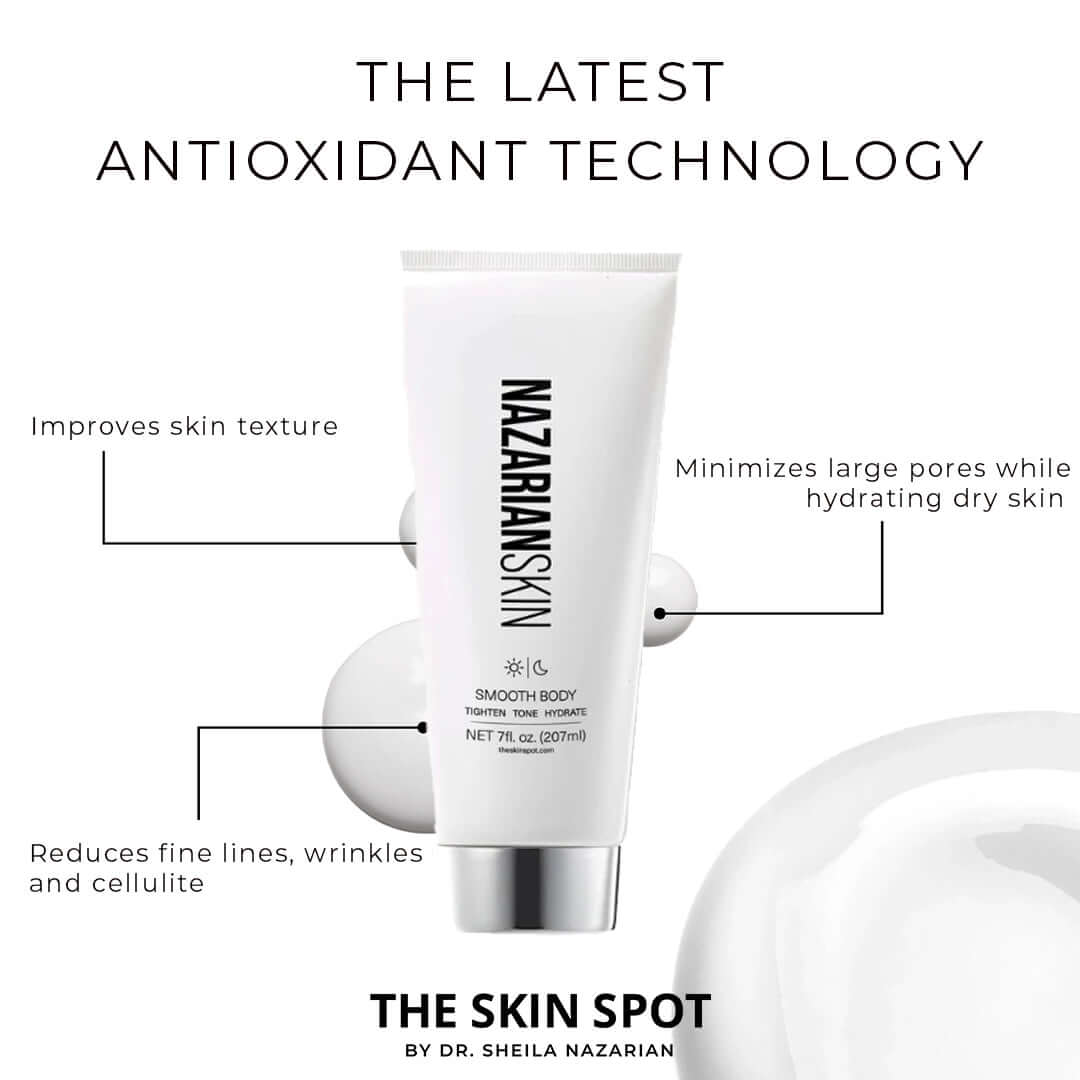 NazarianSkin smooth body lotion with antioxidants improves skin texture, hydrates dry skin and reduces appearance of cellulite
